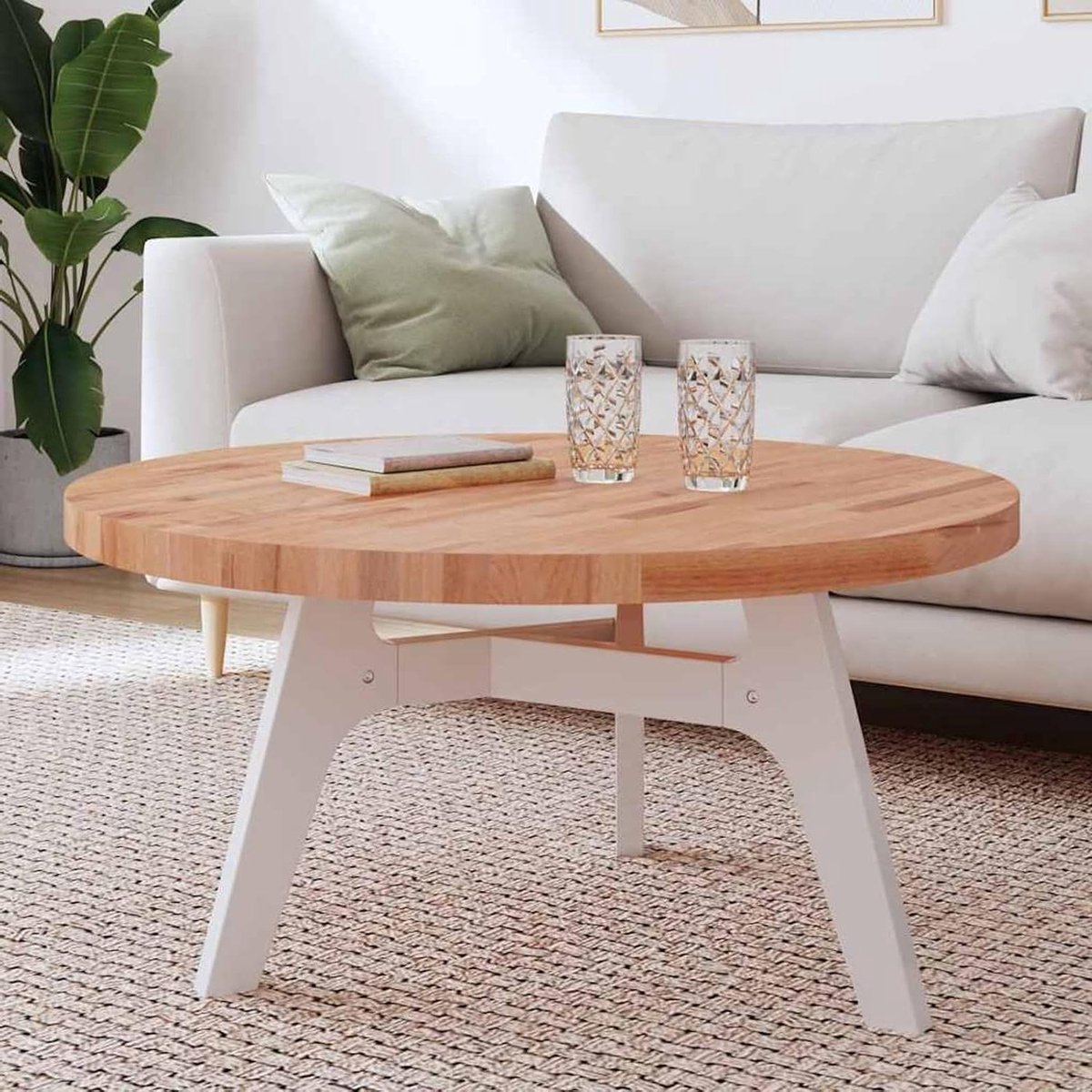 Rond Tafelblad - Houten Blad - Meubelmontage - Massief Beukenhout - 90 cm Diameter - Natuurlijk Hout