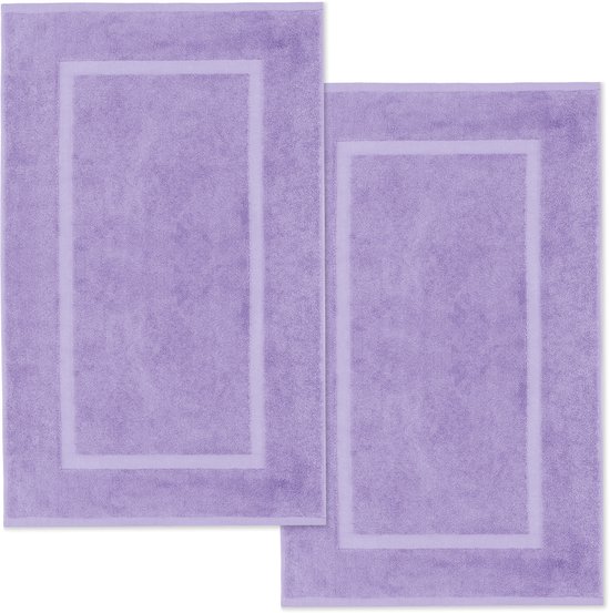 Lavea® Set van 2 badmatten 50x80 cm, zacht en absorberend – 100% katoen, wasbare badkamermatten – ideaal als douche- of badmat – Lavendel