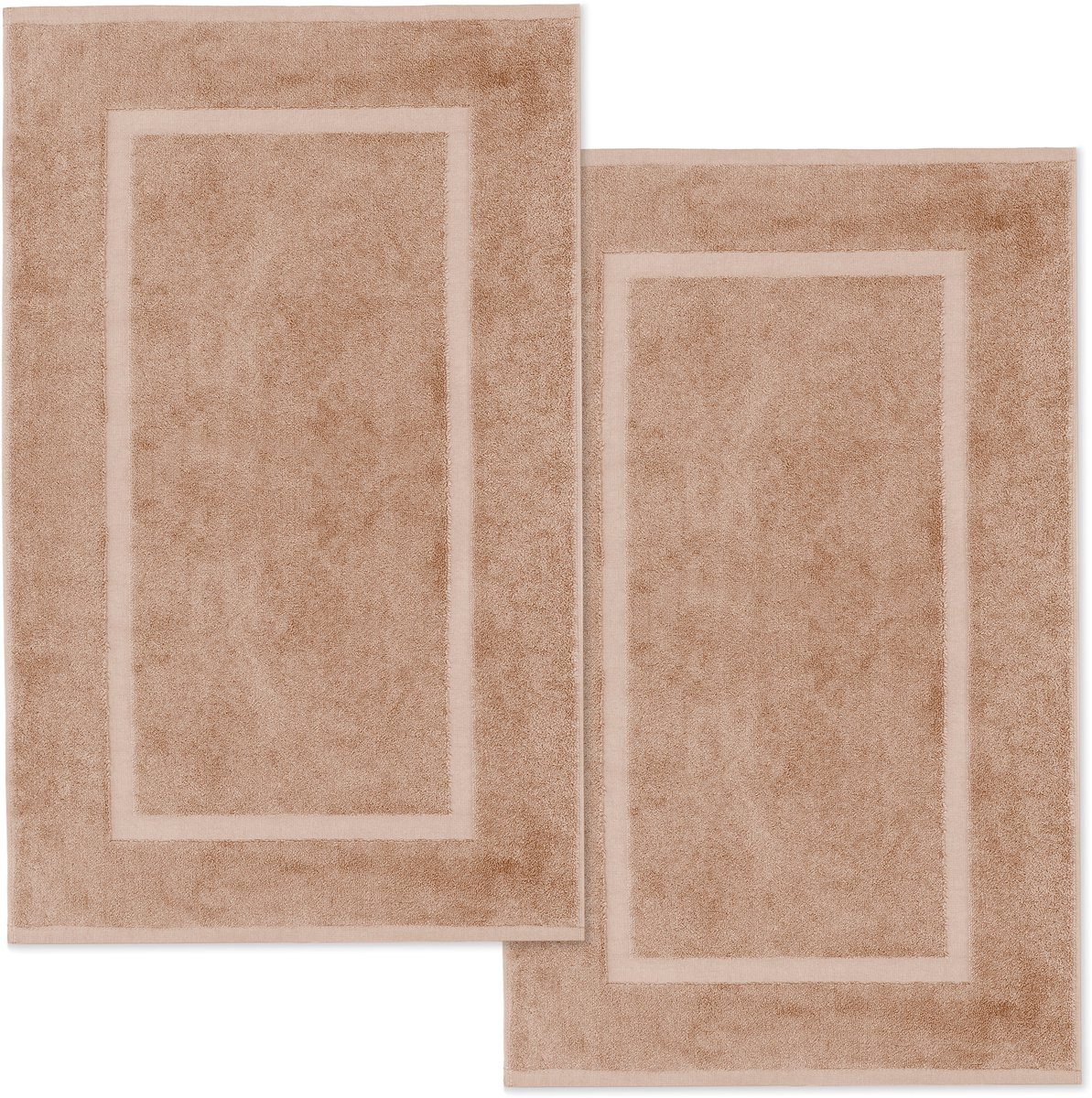 Lavea® Set van 2 badmatten 50x80 cm, zacht en absorberend – 100% katoen, wasbare badkamermatten – ideaal als douche- of badmat – Cappuccino