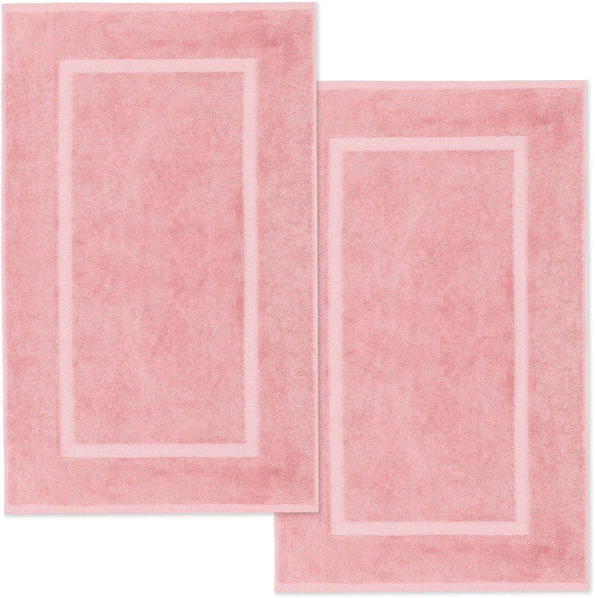 Lavea® Set van 2 badmatten 50x80 cm, zacht en absorberend – 100% katoen, wasbare badkamermatten – ideaal als douche- of badmat – Pastelroze