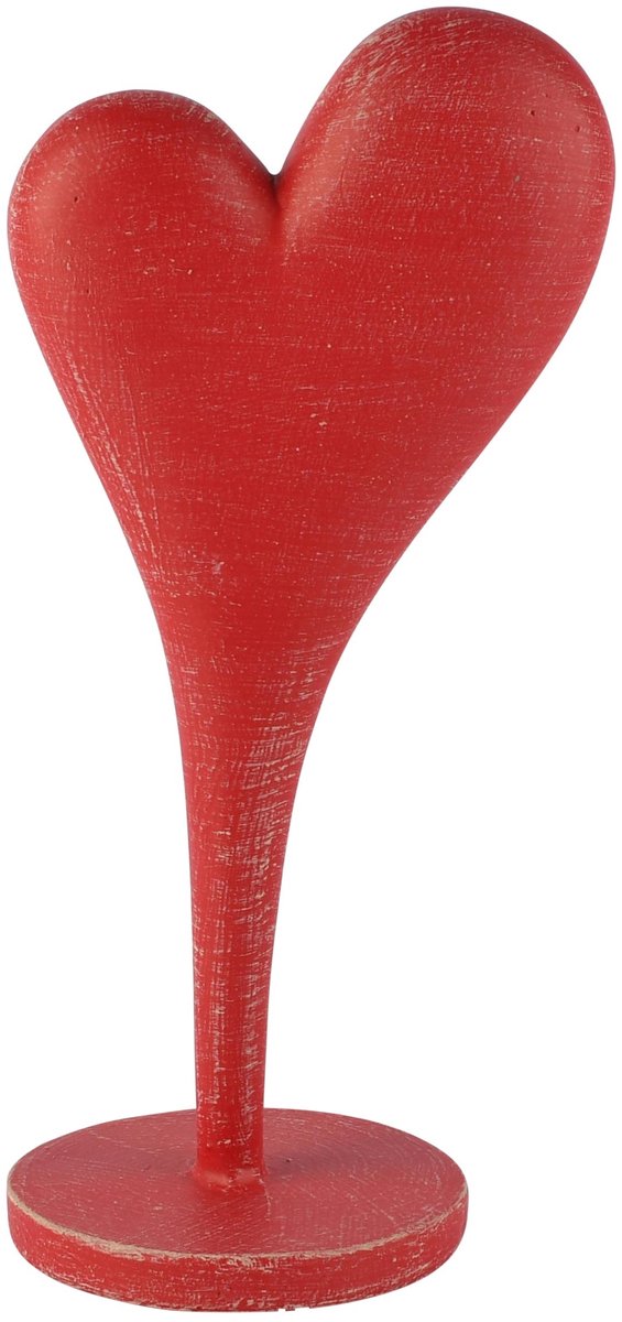 Dekoratief | Deco hart op voet, rood, resina, 12x9x25cm | A265151