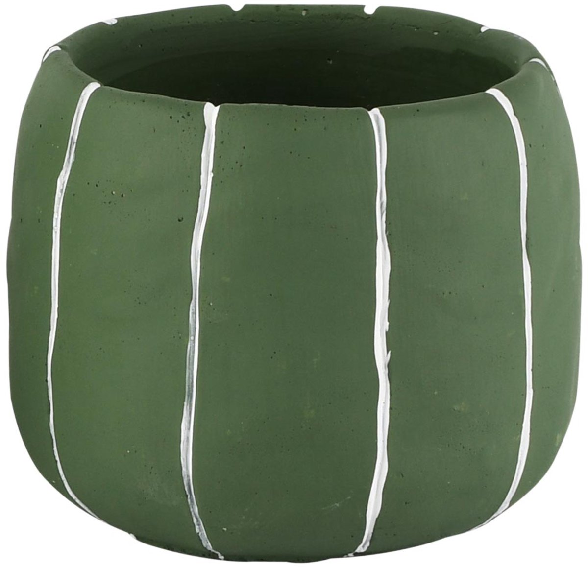 Dekoratief | Bloempot gestreept, groen/wit, cement, 12x12x10cm | A265142