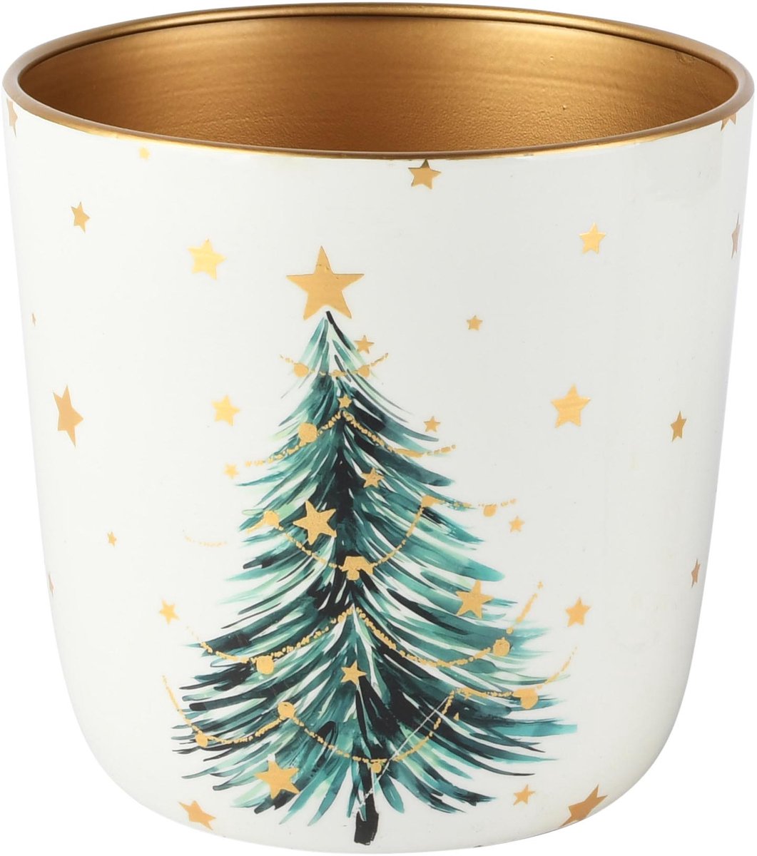 Dekoratief | Bloempot 'Under the Tree', metaal, 16x16x16cm | A265606