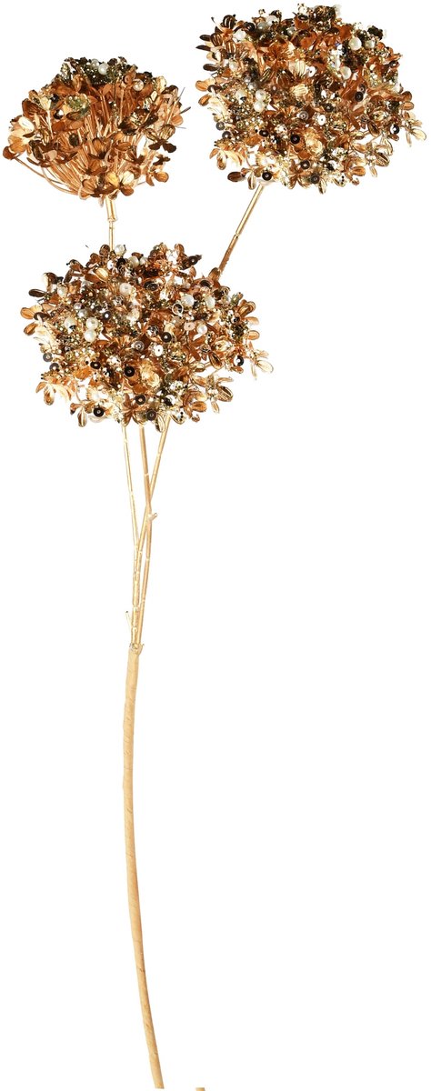 Dekoratief | Deco tak m/parels/pailletten, goud, pvc, 8x15x66cm | A265541