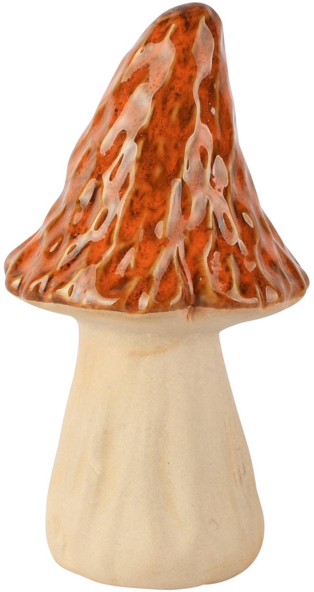 Dekoratief | Paddenstoel, oranje/cr?me, keramiek, 7x7x14cm | A265815