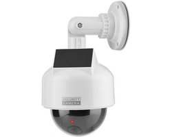 O&W Security Dummy Speed Dome Solar Camera, Dummy Speed Dome Camera with Lens and Red LED Light, Waterproof for Indoor and Outdoor Use