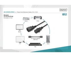 DIGITUS Verlengkabel voor netaansluiting - 5,0 m - C14 naar C13 - stekker/contactdoos - H05VV-F3G - 1,0 mm² - Stroomkabel, Voedingskabel