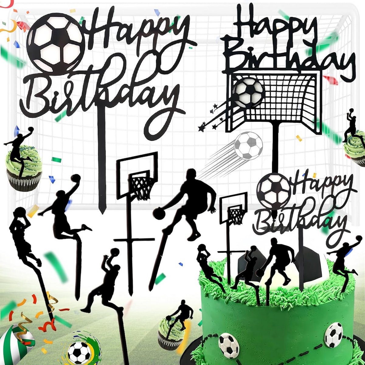 7-delige voetbal verjaardag taart topper set - voetbal cake decoratie voor kinderverjaardag