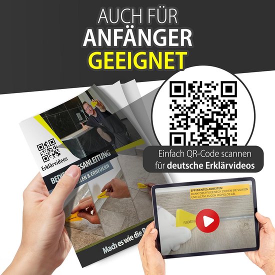 Professionele voegentrekker voor het verwijderen van siliconenvoegen - Innovatief ontwerp voor 3 verschillende voegmaten - acryl en siliconen gereedschap uit Duitsland (3 stuks rood) — afbeelding 5