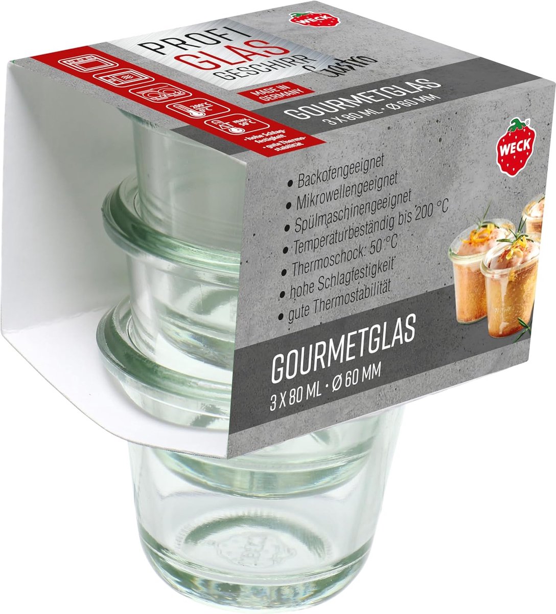 Set van 3 Glazen Gourmetpotjes 80 ml - Ovenbestendig en Vaatwasmachinebestendig voor Desserts en Porties