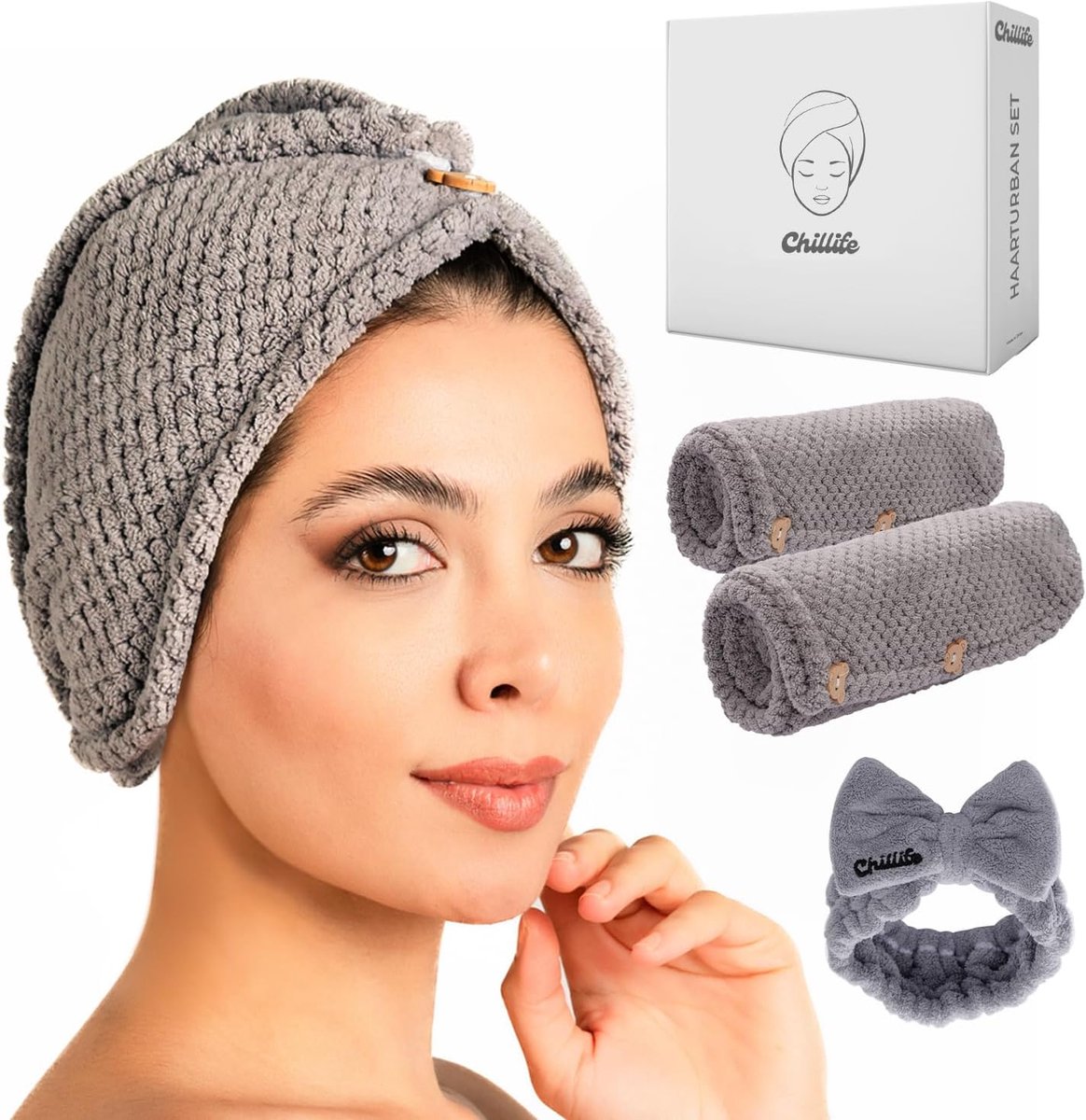 Sneldrogende Microvezel Haar Tulband Set met Haarband - voor Haarverzorging en Wellness