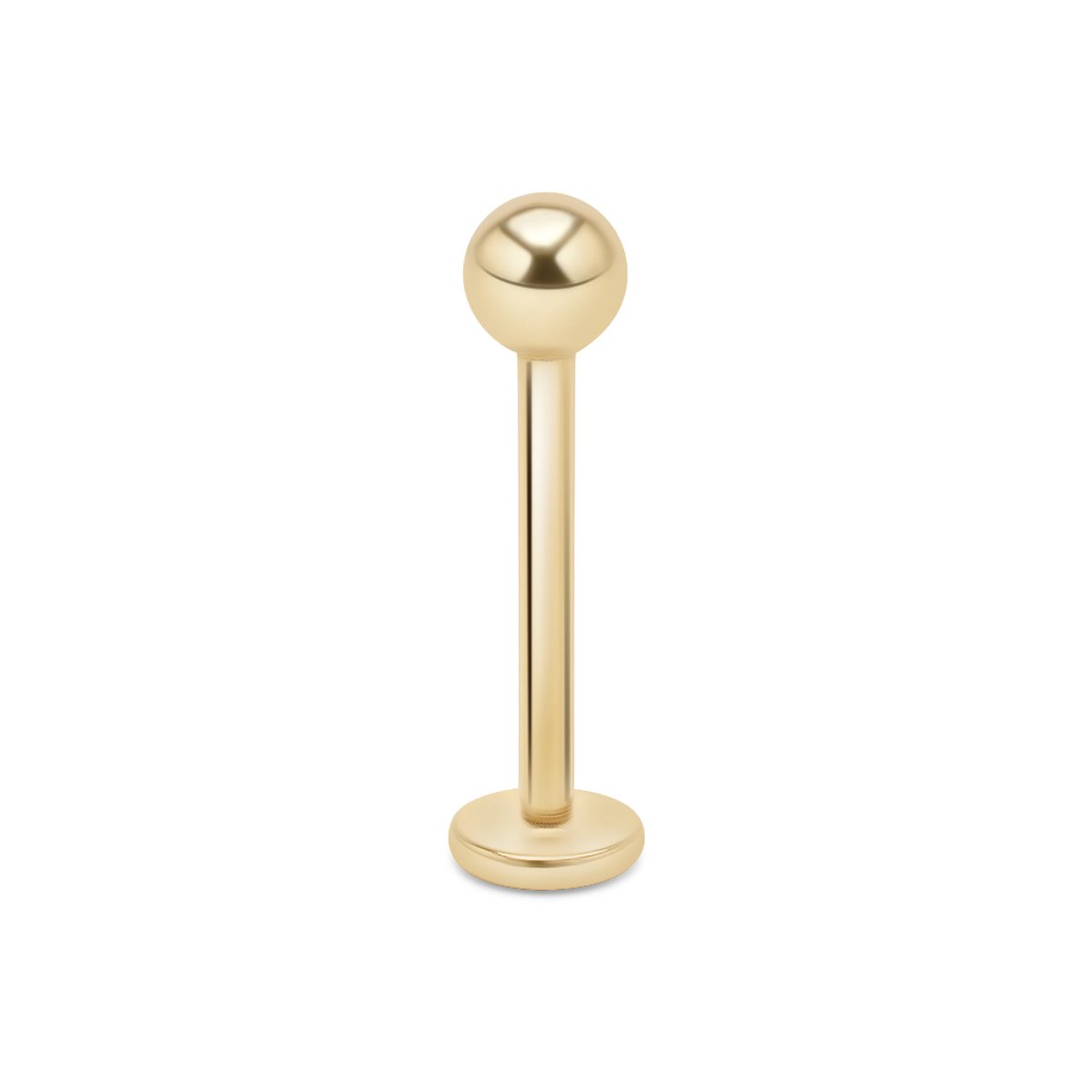 14kt - Geelgouden Labret met Balletje 3 mm - 1,2 mm Staaf Dikte - 8 mm Lengte - 14 Karaat Gouden Labret Piercing - Echt Goud (585) - Inclusief Echtheidscertificaat