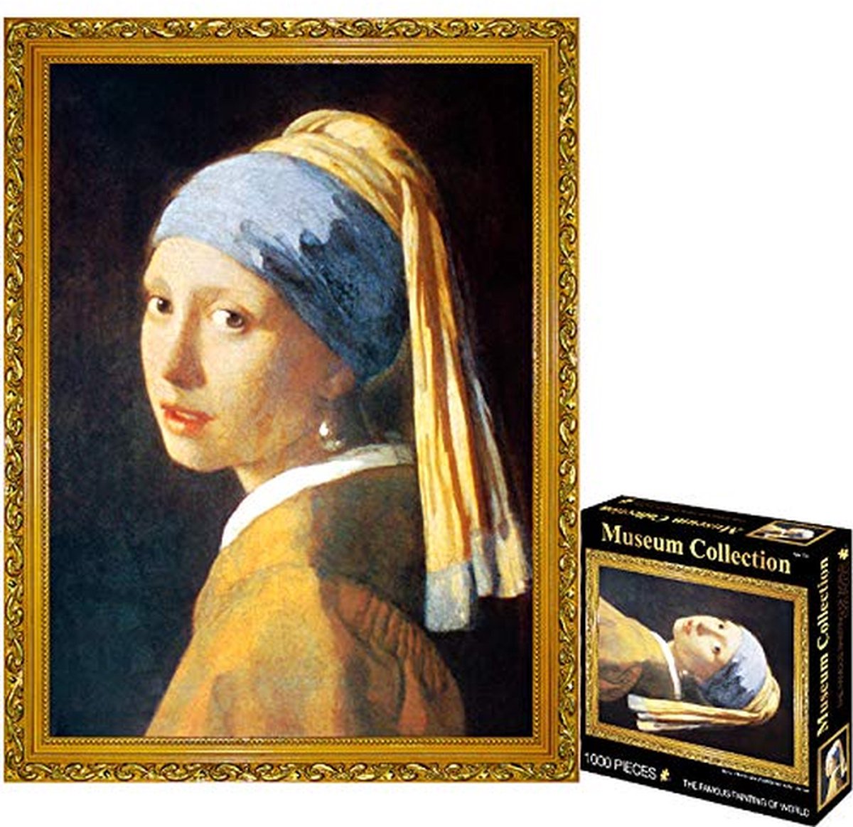 1000-stukjes Puzzel Het Meisje met de Parel, Museum Collectie, 50 x 70 cm, Geschikt voor Volwassenen en Kinderen vanaf 14 jaar