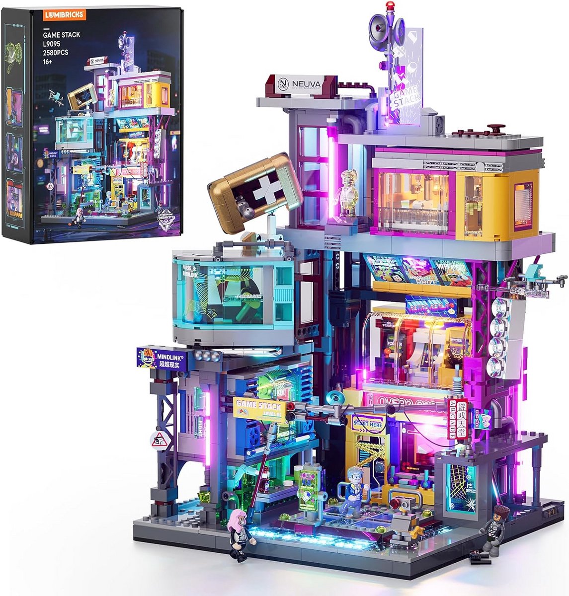 Cyberpunk Speelhal lichtbouwstenenset - Modulaire bouw met dynamisch lichtsysteem en afneembare mechanismen