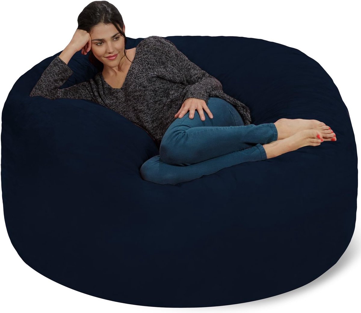 Grote Zitzak van Traagschuim, Zacht Micro-suède Loungebank Navy Blauw 5 Voet