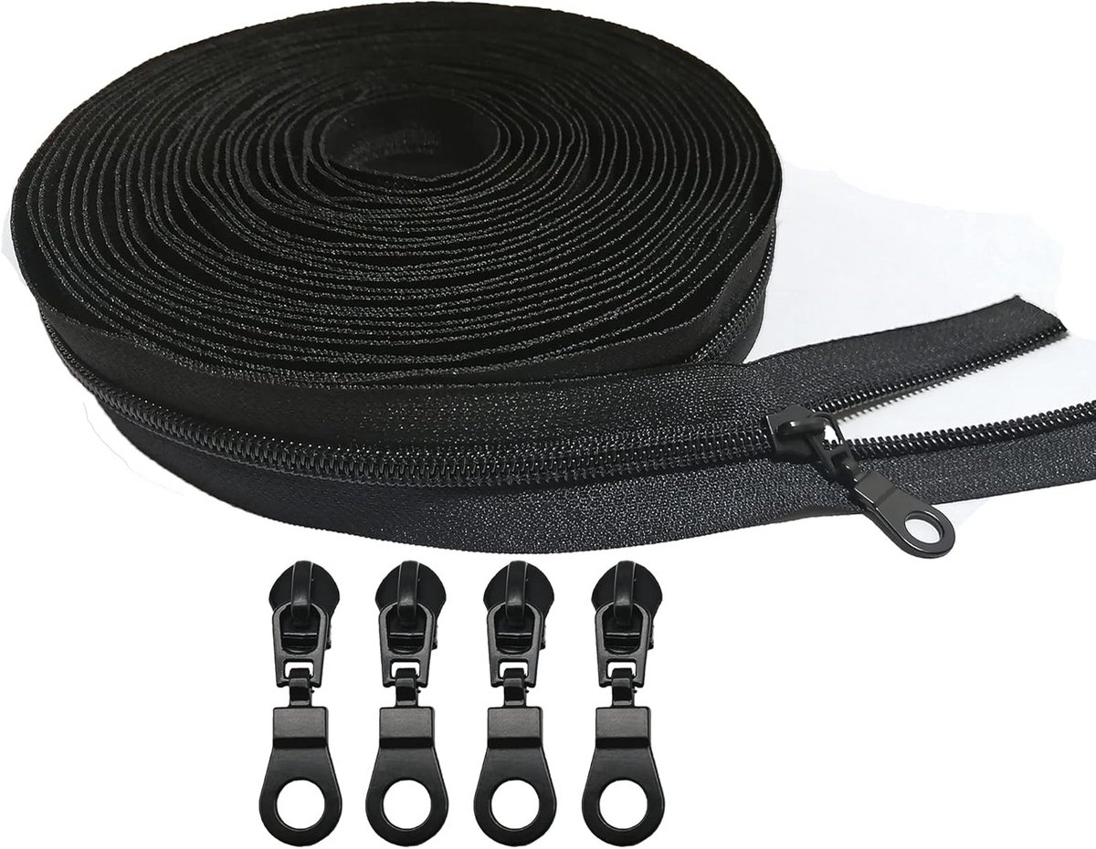 10 Meter Zip Roll Nylon #5 Ritssluiting met 20 Stuks Ritsen Schuivers voor Naaien en Knutselen
