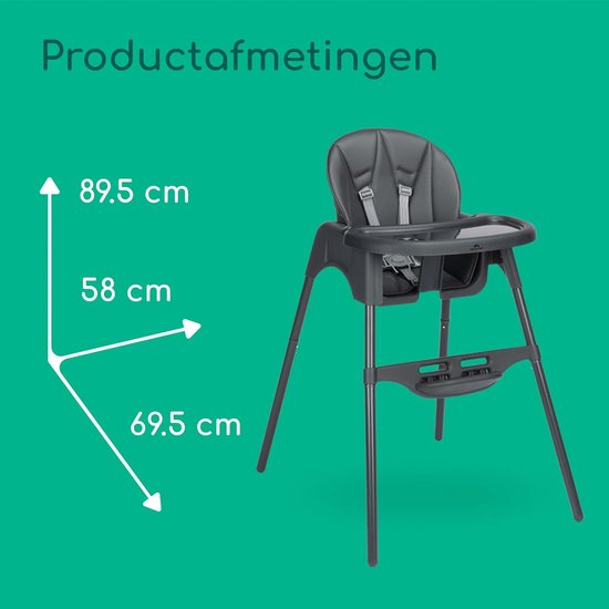 2-in-1 Baby Kinderstoel - 6 maanden - 3 jaar - Gevoerd Kussen - Lichtgewicht (4 kg) Peuterstoel - Verstelbare Voetensteun Tray - Met 1 hand Verstelbare Rugleuning - Tinted Graphite — afbeelding 4