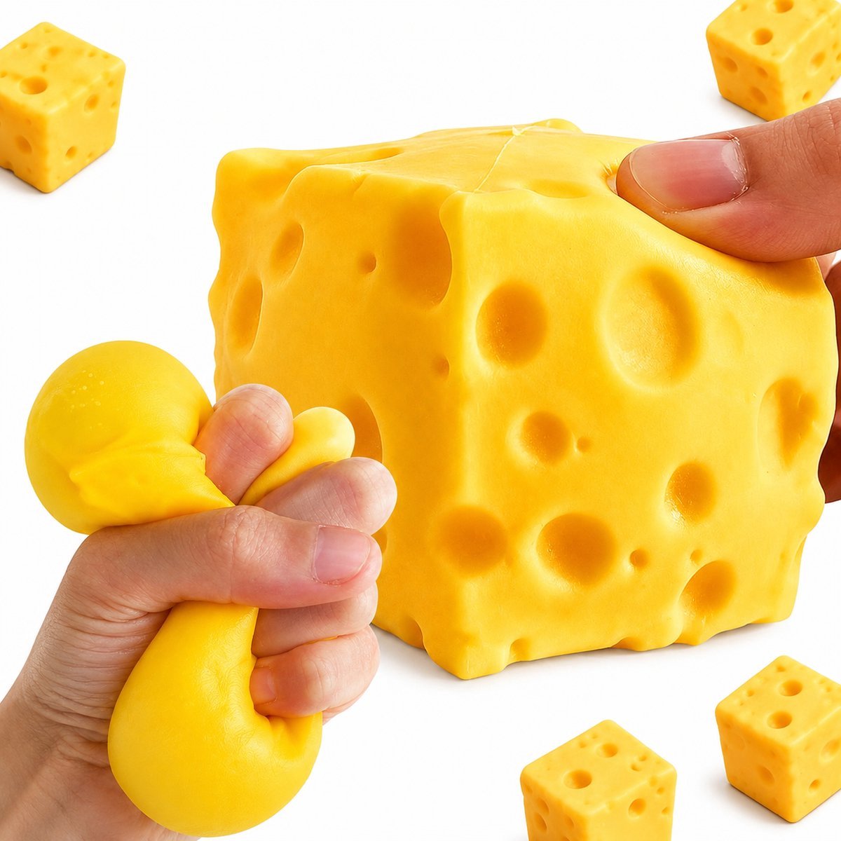 Kaas Stressbal - Cheese Squishy - Antistress Speelgoed – Zacht Knijp Speeltje – Geel – Voor Kinderen & Volwassenen