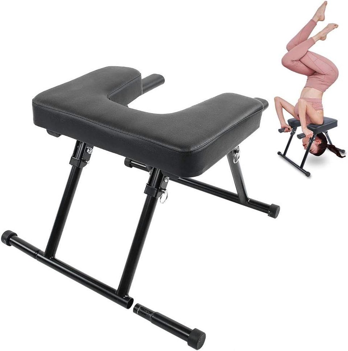 Yogastoel Omkering - Oefenstoel - Kracht Training - Hoofd Nek Bescherming - 100 cm Lengte - Zwart
