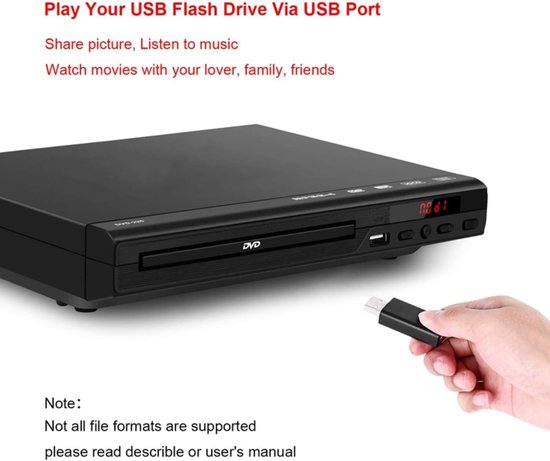 Dvd-speler - Cd-speler - Films Kijken - Multiregio Compatibel - Compact Formaat - Zwart — afbeelding 3