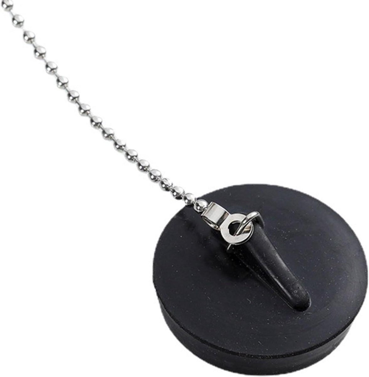 Gootsteenplug met Ketting - Afvoerstop Rubber - Water Dicht Maken - Universele Pasvorm 40mm - 40 cm Ketting - Zwart