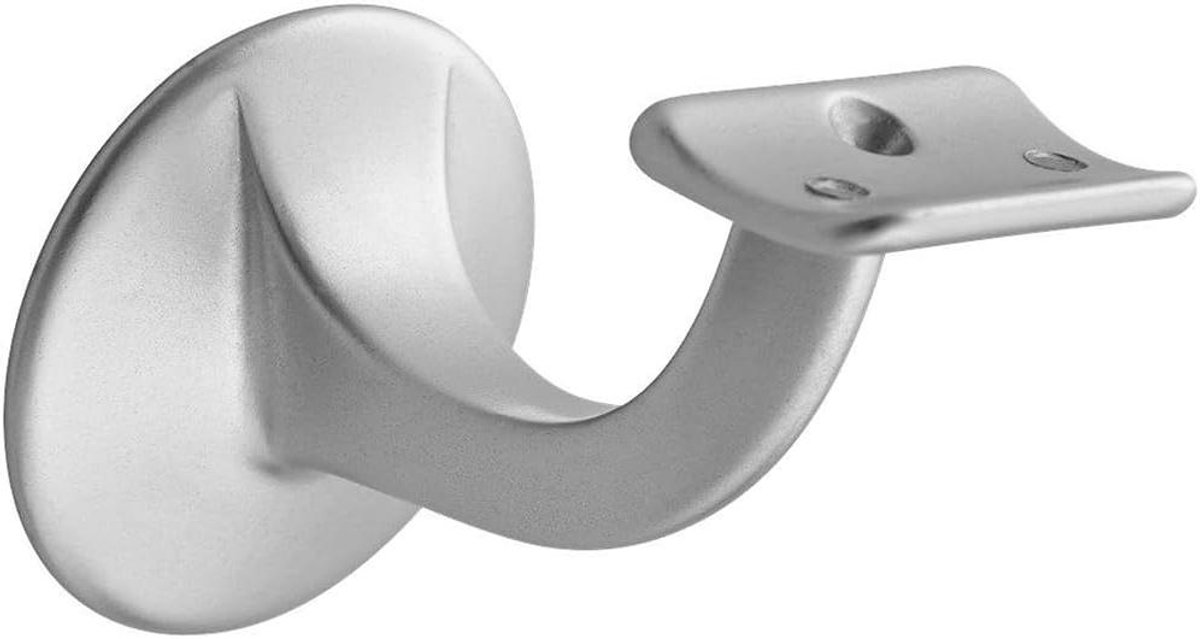 Leuningdrager Gebogen - Trapleuninghouder - Traprenovatie - Gegoten Aluminium - 56 mm Wandplaat - Zilverkleurig