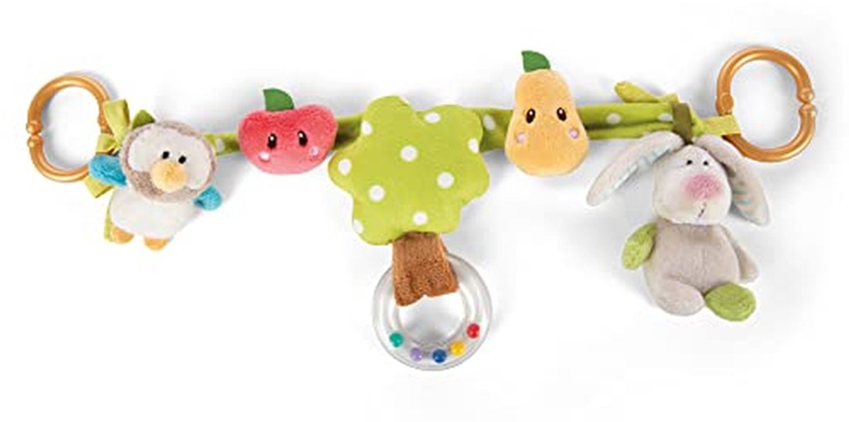 Kleurige Hangende Speelgoed voor Kinderwagens met Konijn en Uil - 40 cm I Baby Speelboog met 5 Hangende Figuren I Kinderwagen met 2 Verwijderbare Bevestigingsringen