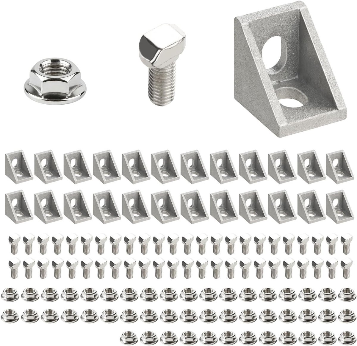 Aluminium Profiel Hoekverbindingen 20x20 - 24 Stuks 90 Graden Montage Hardware met Bouten en T-Nuts voor Stabiele Constructies