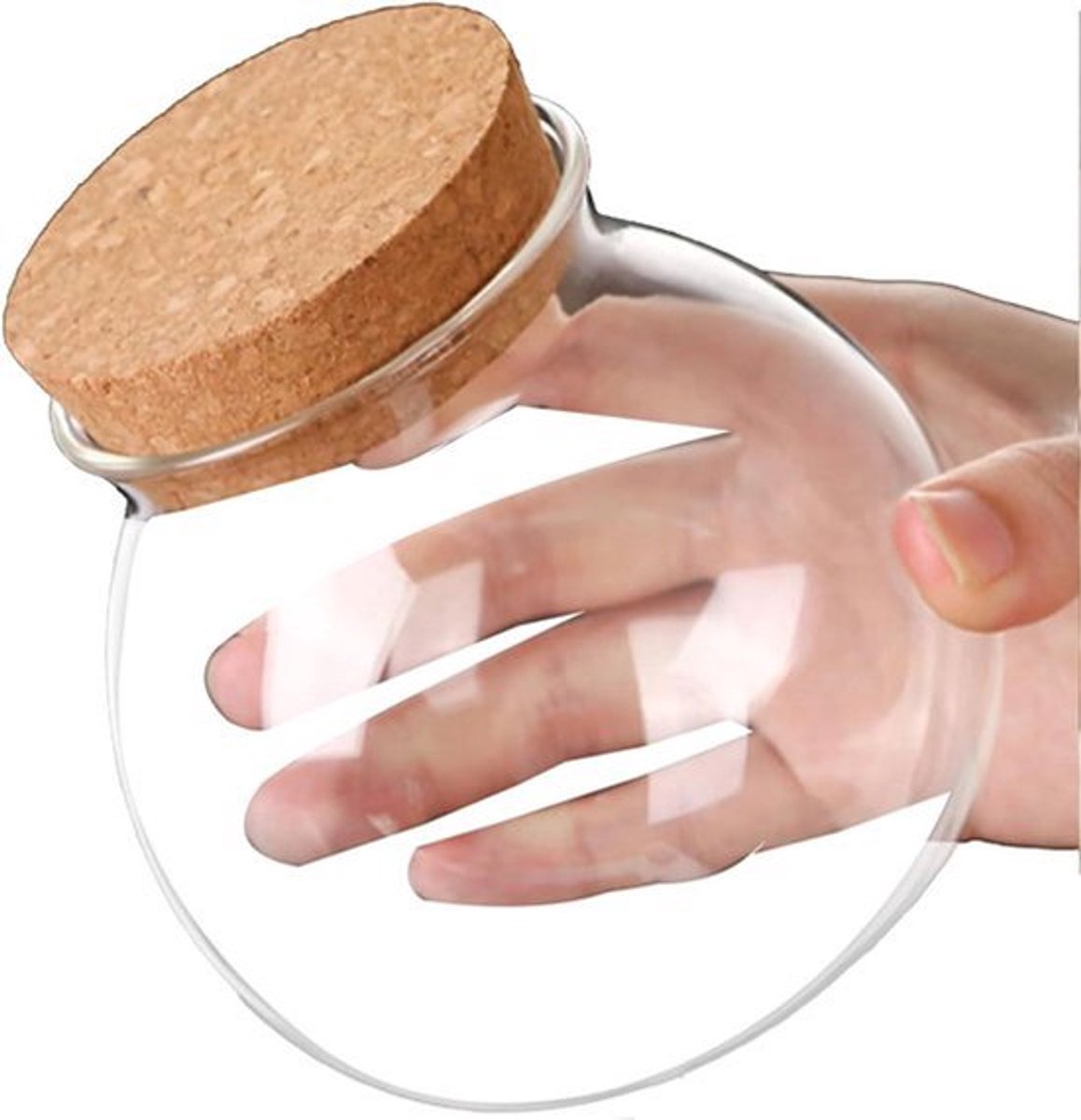 500 ml heldere ronde glazen pot met kurkdeksel - set van 2