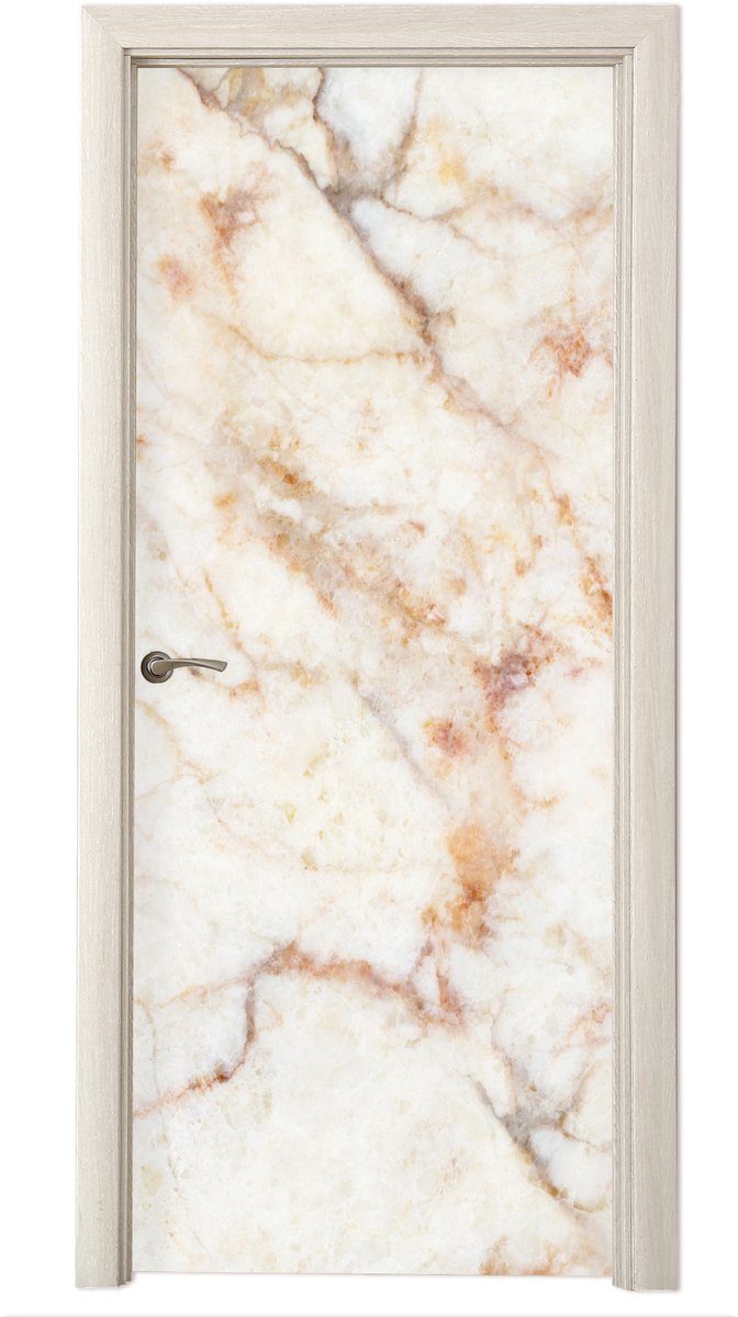 Deurposter 90x205 cm - Deursticker Marmer - Bruin - Luxe - Meubelfolie zelfklevend - Deurf