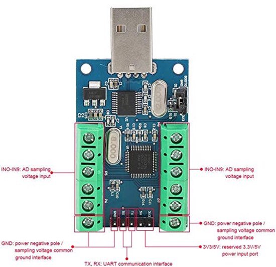 USB dataverzamelings ADC-module, USB-interface 10-kanaals 12-bits ...
