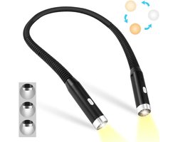 SVN®Nekleeslamp – Leeslampje voor Boek – Neklamp met 3 Lichtstanden – LED Verlicht – 3 Kleuren – Extra Licht – Zwart – 19cm x 13cm x 3cm; 108.3 g