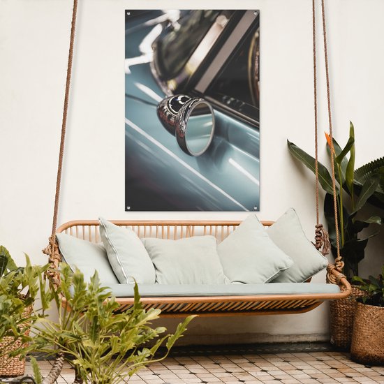Affiche de jardin - Toile de jardin - Posters de jardin extérieur - Miroir - Voiture - Oldtimer - 80x120 cm - Jardin