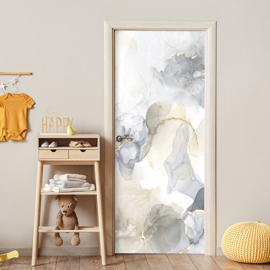 Sticker mural effet marbre - Or - Zwart - 75 x 205 cm - Affiche de porte
