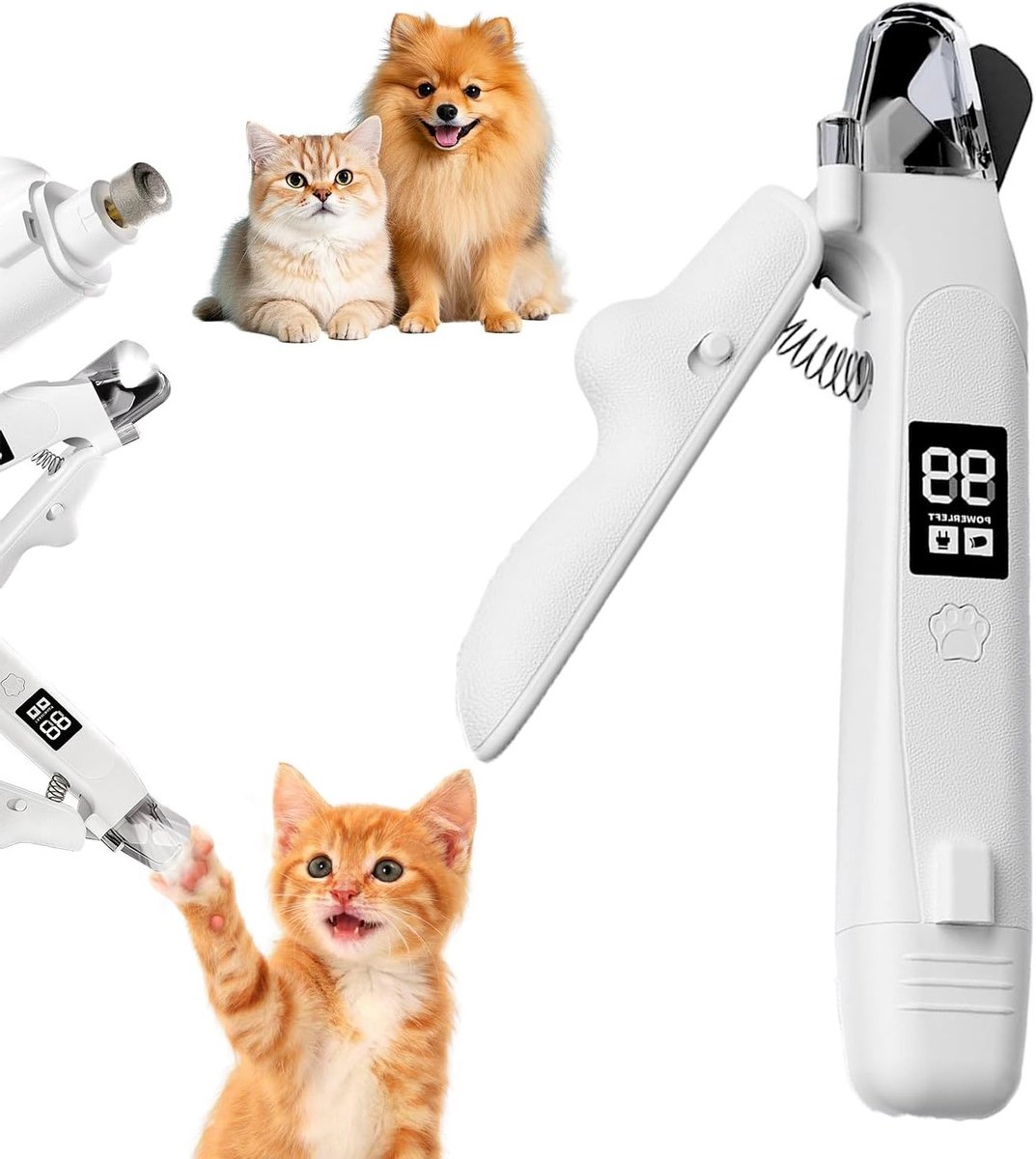2-in-1 Dieren Nagelverzorging: Nagelschaar voor Honden en Katten, Elektrische Nagelvijl met LED Licht, Veilig en Efficiënt voor Huisdieren