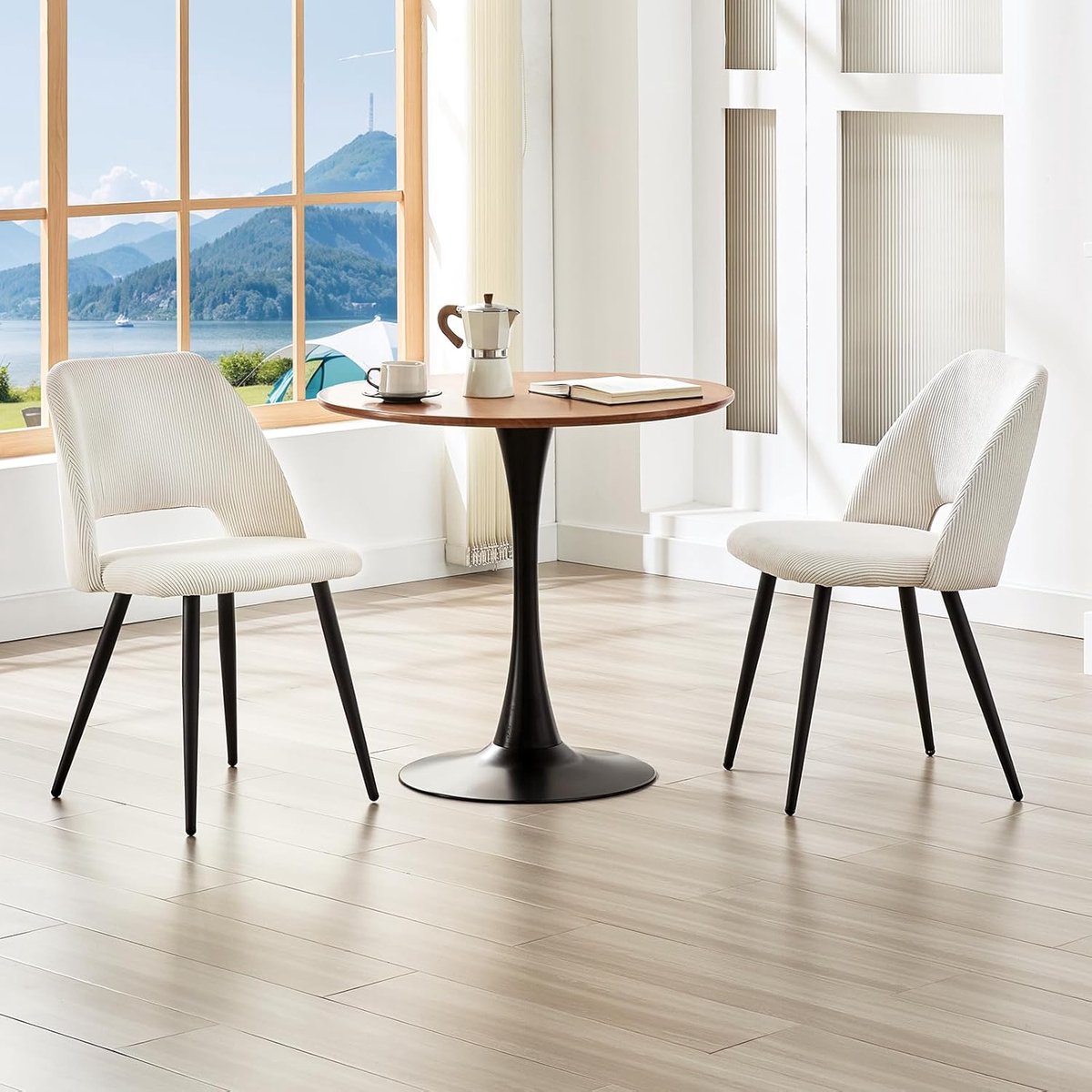 Eetkamerstoelen Set van 6 – Velvet – Beige – 45x48x80 cm – Industrohome