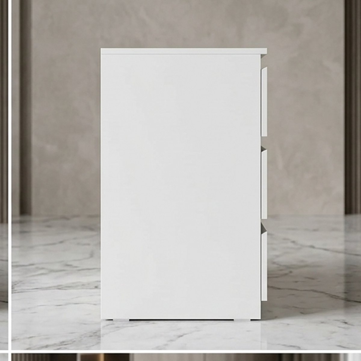 Moderne Smalle Commode met 3 Lades – Mobili Bella Dressoir Wit – 70x40x75 cm – Ladekast Nachtkastje & Opbergkast – Minimalistische Kast voor Slaapkamer, Woonkamer, Hal & Kantoor-Mobili Bella