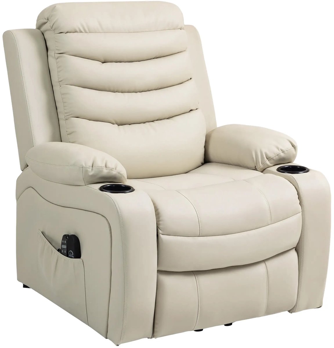 GranMaison Sta op stoel - Relaxfauteuil - Zetel - Stof - 1 persoons - Met armleuning - Zeer comfortabel - Elektrisch - Crèmewit