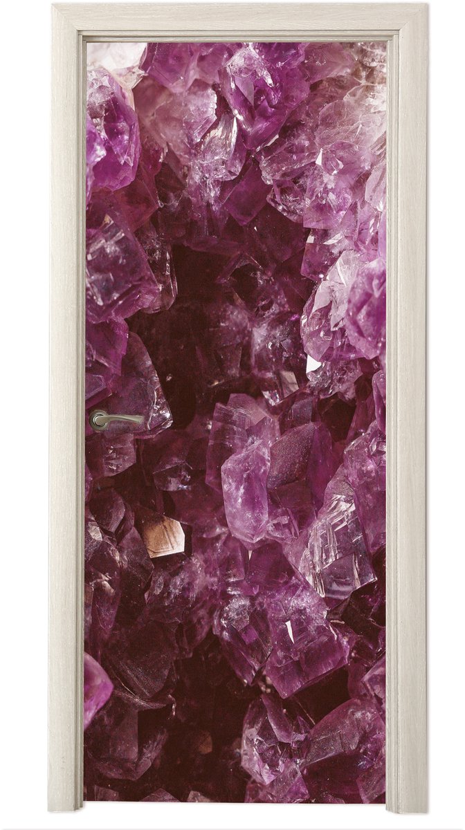 Deurposter 90x215 cm - Deursticker Edelstenen - Amethist - Kristallen en edelstenen - Meub