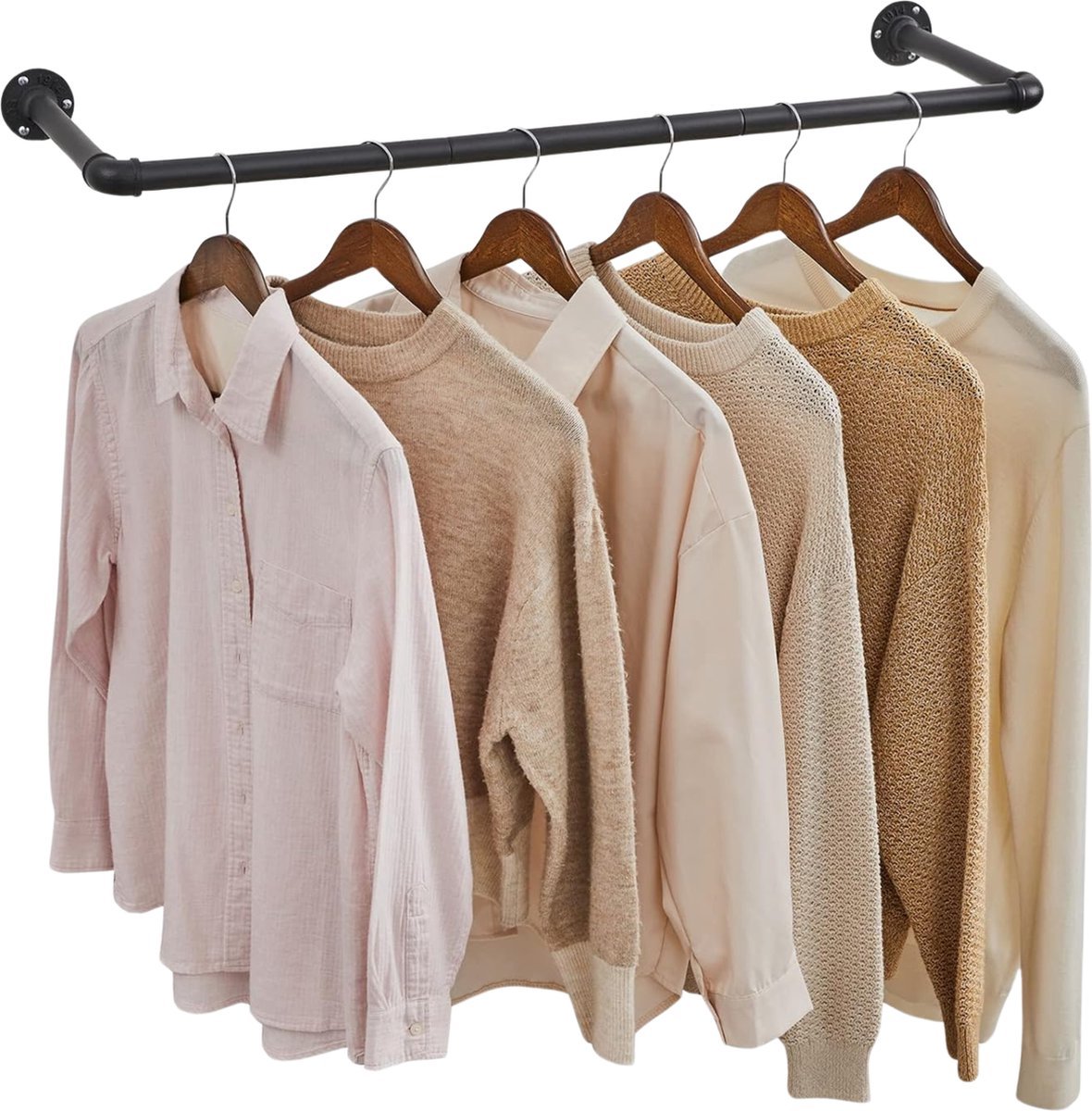 SERALUXE - Kledingstang - 80cm - Garderoberek - Kledingstangen voor aan de muur - Hangrek - Garderobe Stang - Kledingrek - Gordijnroede - Handdoekrek - Zwart