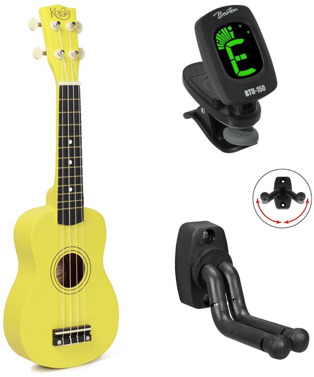 Korala UKS-15 bundel sopraan ukulele Geel