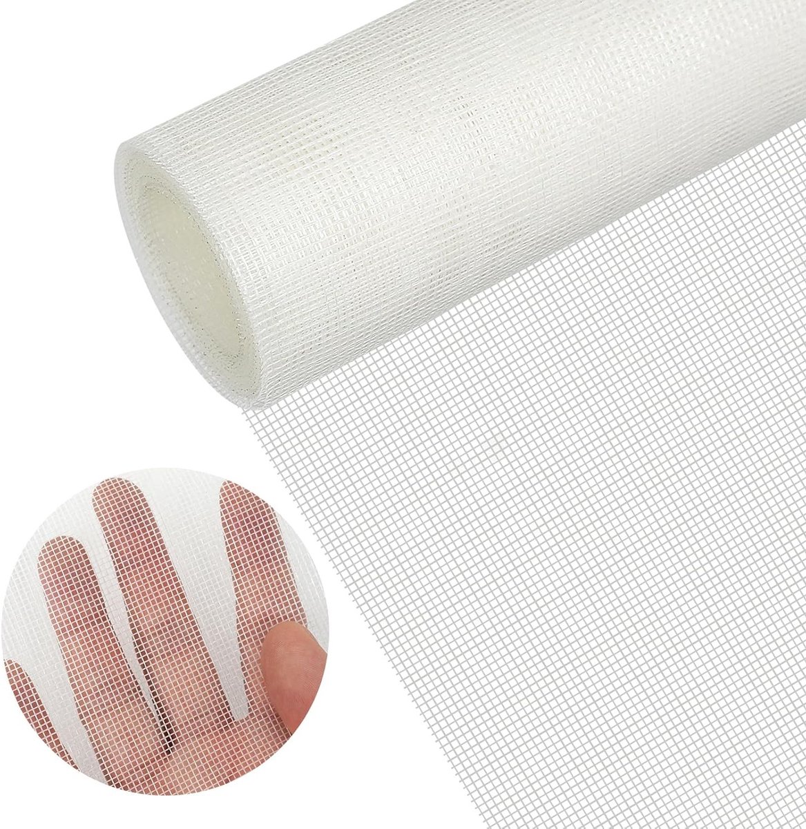 Vliegenscherm op maat 120 x 250 cm voor ramen en deuren, veilig voor katten, glasvezel, eenvoudig te snijden en te installeren, wit