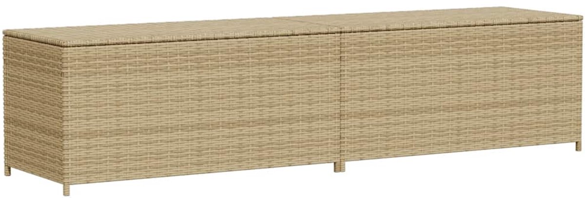 vidaXL - Tuinbox - met - wielen - 469 - L - poly - rattan - gemengd - beige