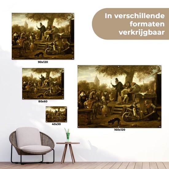 Le charlatan (Les rochers) - Peinture de Jan Steen Garden poster 80x60 cm - Toile de jardin / Toile d'extérieur / Peintures pour l'extérieur (décoration de jardin)