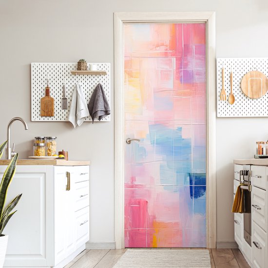 Poster porte 90x235 cm - Sticker porte Aquarelle - Pastel - Abstrait - Art - Film meuble autocollant - Film porte salon - Papier peint fotobehang intérieur - Film adhésif porte - Stickers porte - Sticker papier peint porte - Décoration chambre