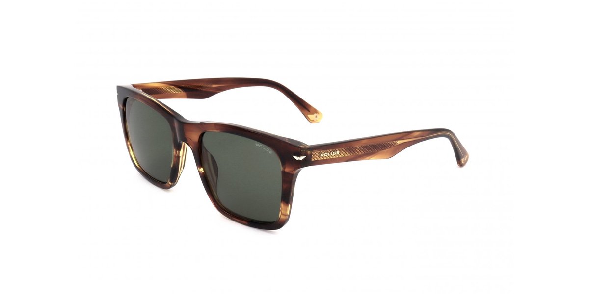 Police SPLN35 Shiny striped brown 53/19/145 MAN Zonnebrillen
