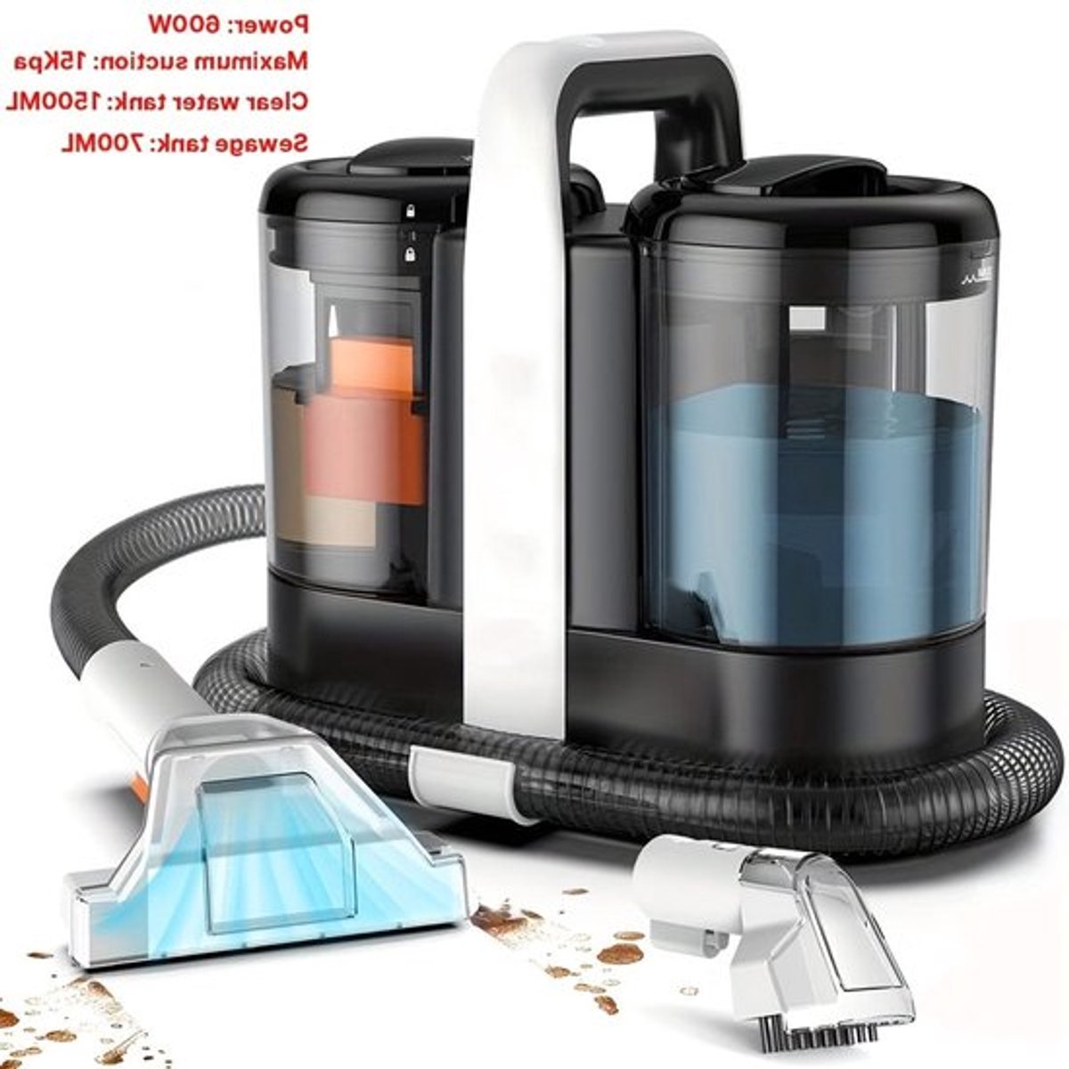 Stofzuiger – Stoffenreiniger – Tapijtreiniger – Sofa Cleaner – Vlekverwijderaar – 450W Vermogen – 1080ml Tank