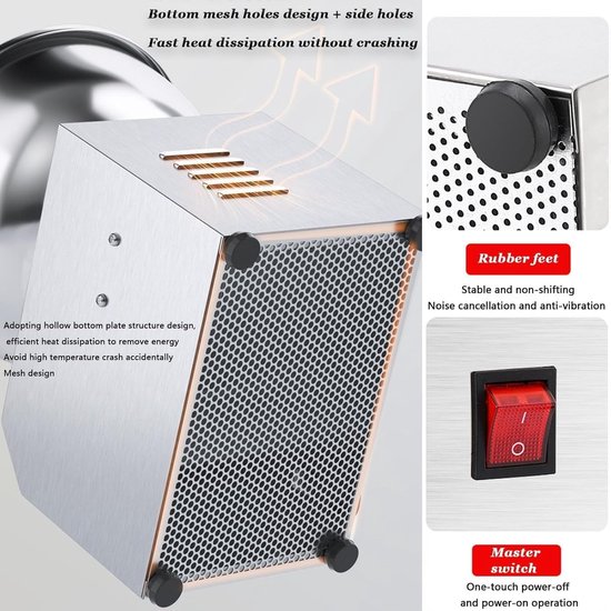 Deegmixer Spiraal - Kneedmachine Keukenmachine - Brood Deeg Maken - Vooruit en Achteruit Functie - 3 kg capaciteit - Zilver van Merkloos — afbeelding 4