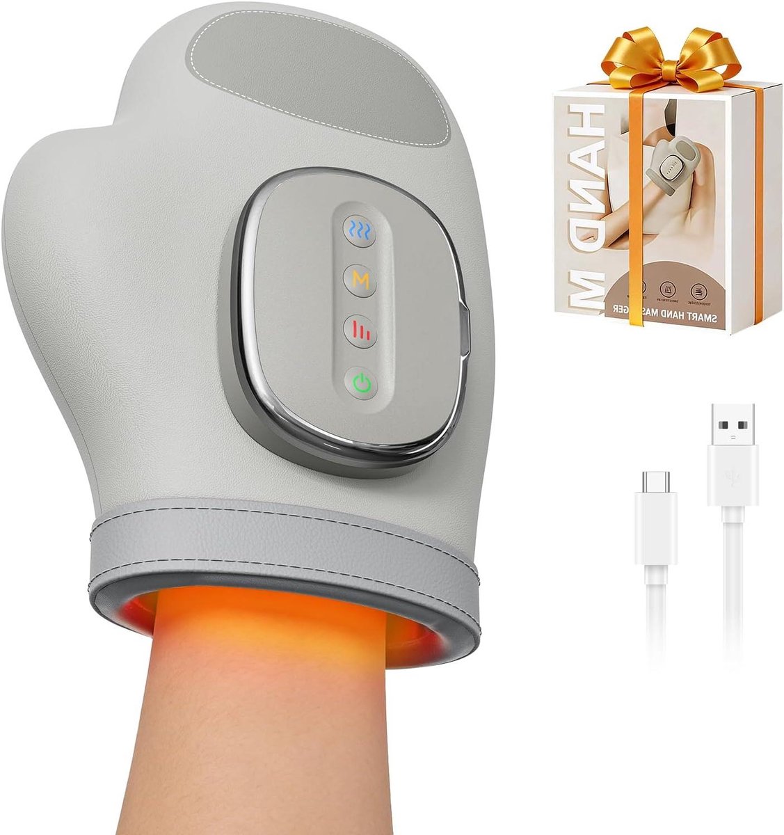 Handmassageapparaat - Elektrisch handapparaat - Handvermoeidheid verlichten - 13 TPU airbagen - 18 x 10 x 245 cm - Wit