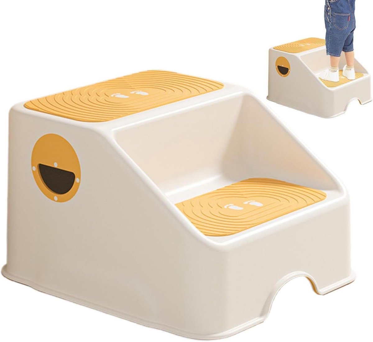 Kinder Opstapje - Peuter Krukje - Zelfstandig Worden - Antislip Structuur - 24 x 35 x 24 cm - Geel
